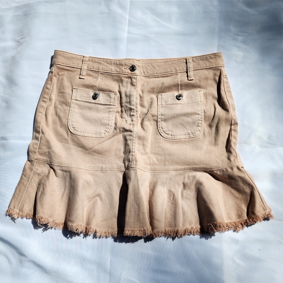 MICHAEL KORS Womens Pink Denim Flounce Button‎ Closure Short Skirt 14 - Picture 1 of 9